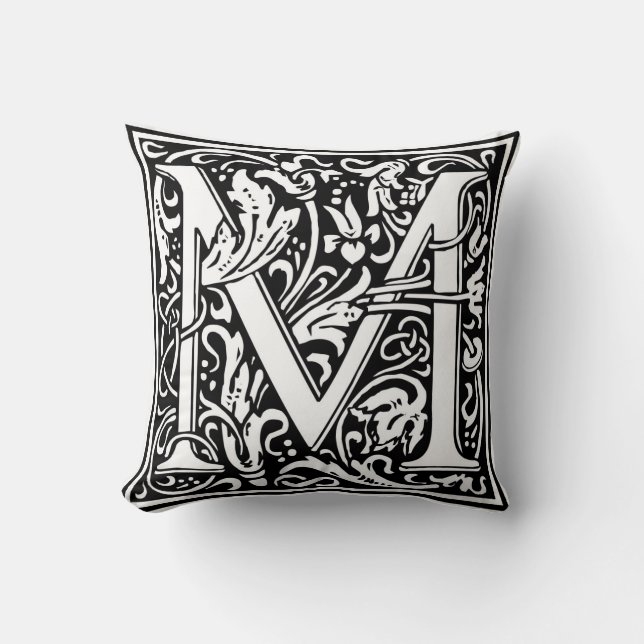 Dekorative Buchstabe-Initiale "M" Kissen (Vorderseite)
