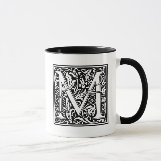 Dekorative Buchstabe-Initiale "M" Tasse (Rechts)