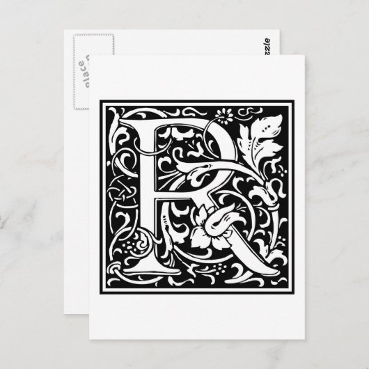 Dekorative Buchstabe-Initiale "R" Postkarte (Vorne/Hinten)