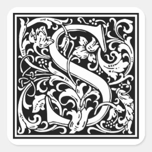 Dekorative Buchstabe-Initiale "S" Quadratischer Aufkleber