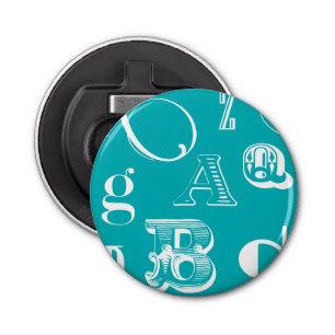 Dekorative Buchstaben auf blauem Hintergrund Flaschenöffner