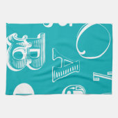 Dekorative Buchstaben auf blauem Hintergrund Geschirrtuch (Horizontal)