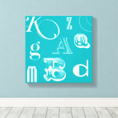 Dekorative Buchstaben auf blauem Hintergrund Leinwanddruck (Insitu (Holzboden))