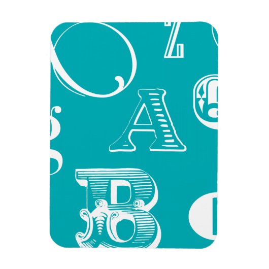 Dekorative Buchstaben auf blauem Hintergrund Magnet (Vertikal)