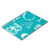 Dekorative Buchstaben auf blauem Hintergrund Notizblock (Linke Seite)