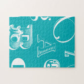 Dekorative Buchstaben auf blauem Hintergrund Puzzle (Horizontal)