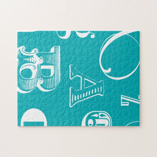 Dekorative Buchstaben auf blauem Hintergrund Puzzle (Horizontal)