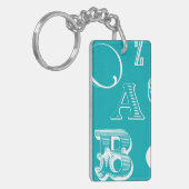 Dekorative Buchstaben auf blauem Hintergrund Schlüsselanhänger (Vorderseite links)