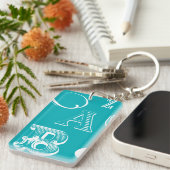 Dekorative Buchstaben auf blauem Hintergrund Schlüsselanhänger (Vorderseite rechts)