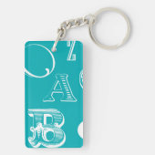 Dekorative Buchstaben auf blauem Hintergrund Schlüsselanhänger (Rückseite)