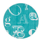 Dekorative Buchstaben auf blauem Hintergrund Schneidebrett (Vorderseite)