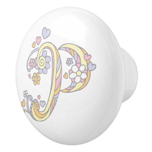 Dekorative Buchstaben P Monogramm Handgriff Knopf Keramikknauf (Rechts)