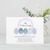 Dekorative Bunny und Ostereier Brunch Einladung (Stehend Vorderseite)