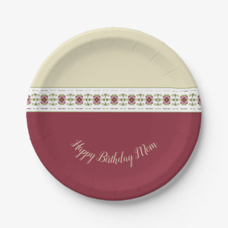 Dekorative Burgundy Floral Pappteller