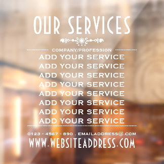 Dekorative Business Services und Informationen Fensteraufkleber