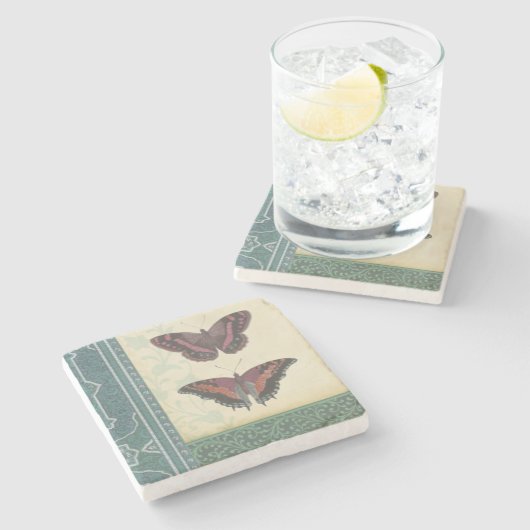 Dekorative Butterfly Brocade von Vision Studio Steinuntersetzer (Seitenansicht)