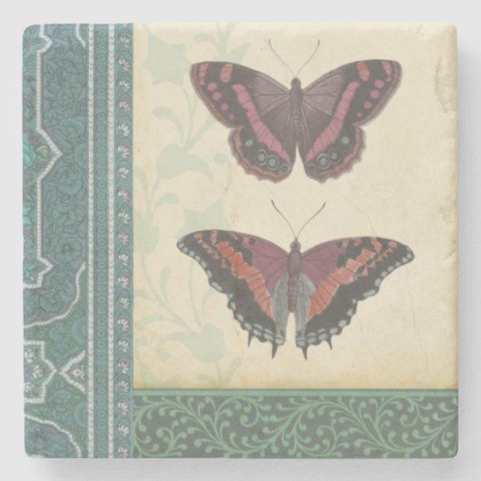 Dekorative Butterfly Brocade von Vision Studio Steinuntersetzer (Vorderseite)