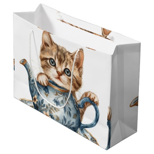 Dekorative Cat Gift Bags Große Geschenktüte (Vorderseite Schrägansicht)