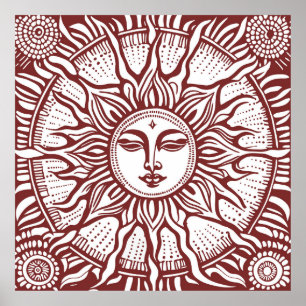 Dekorative Celestial Vintag Retro Sunburst Poster