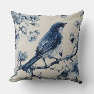Dekorative Chinoiserie Vogel Blumen Kissenhülle Kissen