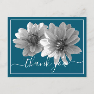 Dekorative Dahlia Blue Background Vielen Dank Postkarte
