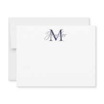 Dekorative Damask Midnight Blue und Grau Monogram