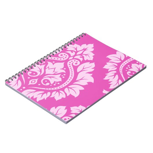 Dekorative Damast-Kunst I - Licht auf dunklem Rosa Notizblock (Linke Seite)