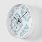 Dekorative Damastkunst I Enteneiblau auf Weiß Uhr (Winkel)