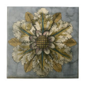 Dekorative Demaskrosette auf grauem Hintergrund Fliese (Vorderseite)