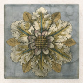 Dekorative Demaskrosette auf grauem Hintergrund Glasuntersetzer (Vorderseite)