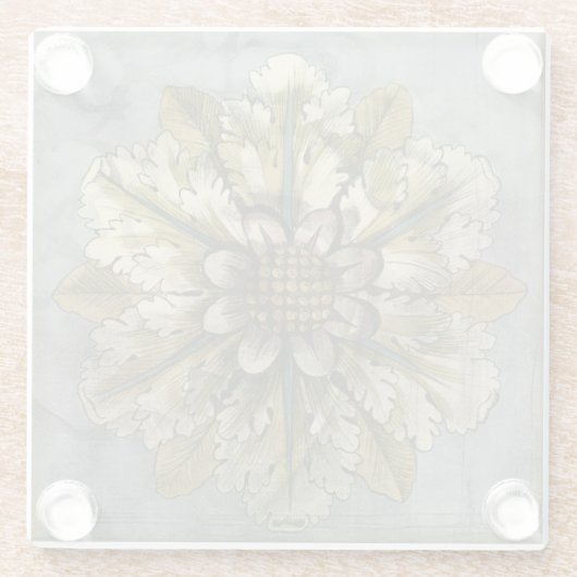 Dekorative Demaskrosette auf grauem Hintergrund Glasuntersetzer (Rückseite)