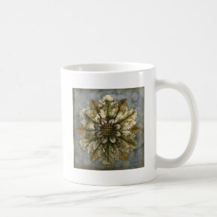 Dekorative Demaskrosette auf grauem Hintergrund Kaffeetasse