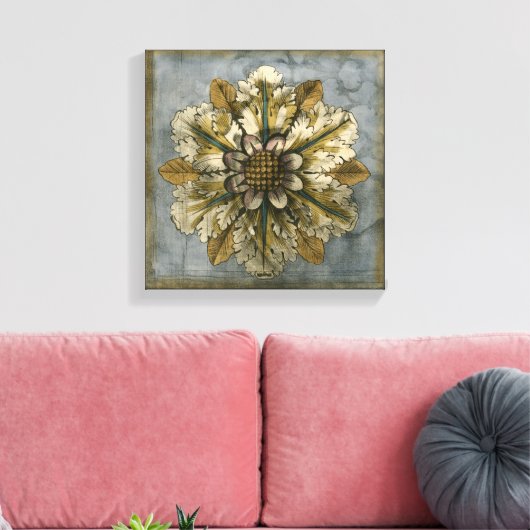Dekorative Demaskrosette auf grauem Hintergrund Leinwanddruck (Insitu (Wohnzimmer))
