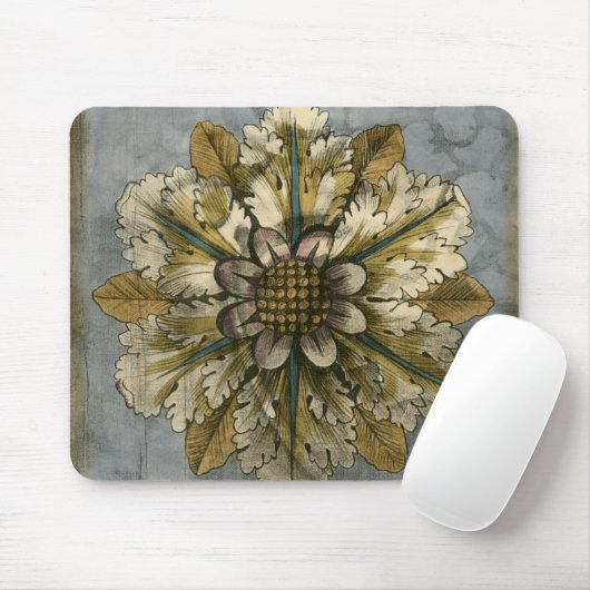 Dekorative Demaskrosette auf grauem Hintergrund Mousepad (Mit Mouse)