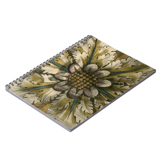 Dekorative Demaskrosette auf grauem Hintergrund Notizblock (Linke Seite)