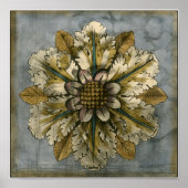 Dekorative Demaskrosette auf grauem Hintergrund Poster (Vorne)