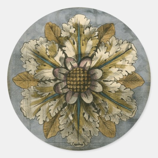 Dekorative Demaskrosette auf grauem Hintergrund Runder Aufkleber (Vorderseite)