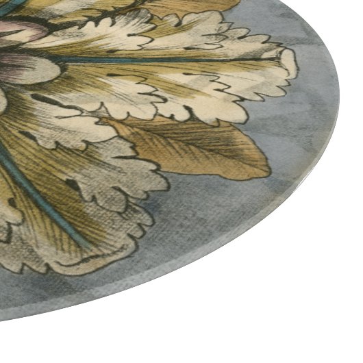 Dekorative Demaskrosette auf grauem Hintergrund Schneidebrett (Ecke)