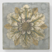 Dekorative Demaskrosette auf grauem Hintergrund Steinuntersetzer (Vorderseite)