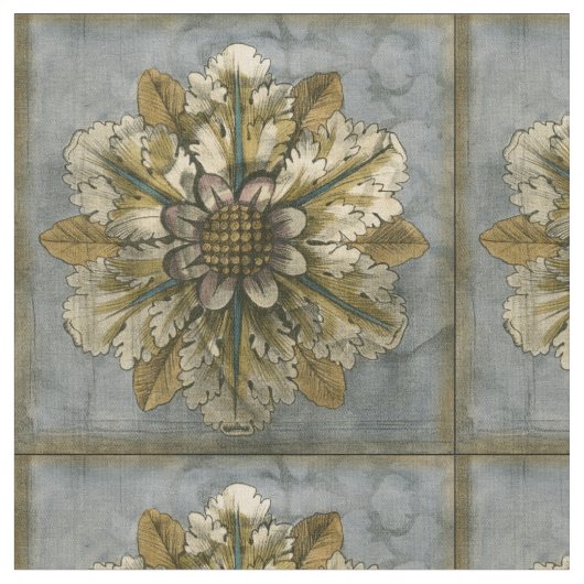 Dekorative Demaskrosette auf grauem Hintergrund Stoff (Nahaufnahme)