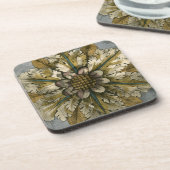 Dekorative Demaskrosette auf grauem Hintergrund Untersetzer (Linke Seite)