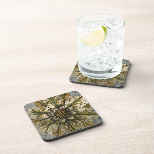 Dekorative Demaskrosette auf grauem Hintergrund Untersetzer (Rechte Seite)