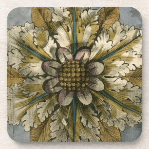 Dekorative Demaskrosette auf grauem Hintergrund Untersetzer