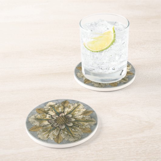 Dekorative Demaskrosette auf grauem Hintergrund Untersetzer (Seite)