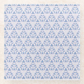 Dekorative Dreiecke Blau Weiß Glasuntersetzer (Vorderseite)
