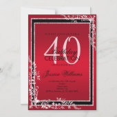 Dekorative Ecken Ruby & Black Birthday Magneteinladung (Vorderseite)