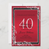Dekorative Ecken Ruby & Black Birthday Save The Date (Vorderseite)
