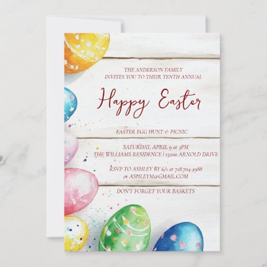 Dekorative Eier und alljährlich glückliche Ostern Einladung (Vorderseite)