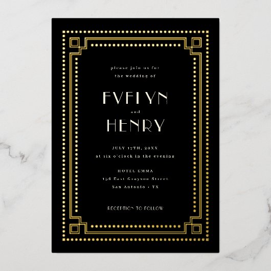 Dekorative Einladung zur Hochzeit an der Grenze (Vorderseite)