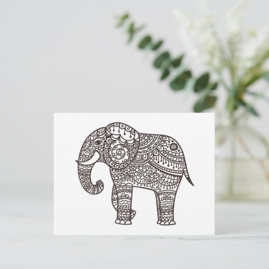 Dekorative Elefant Postkarte (Stehend Vorderseite)